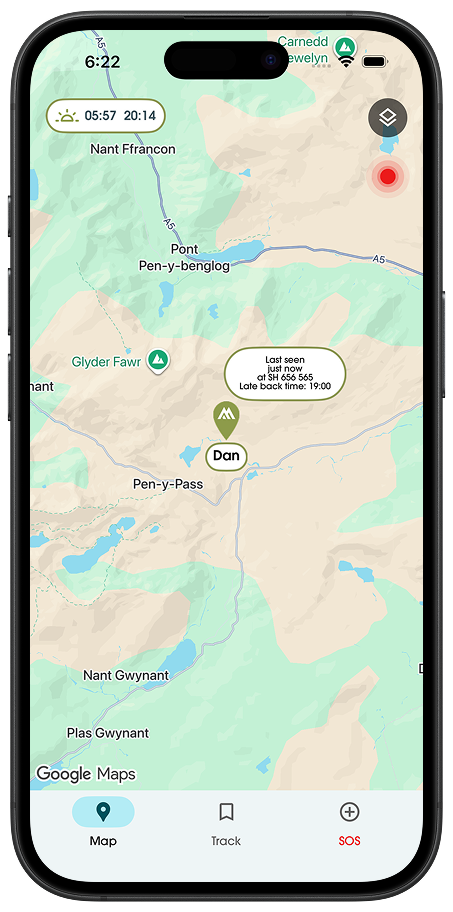 MountainXperience Tracking app screens